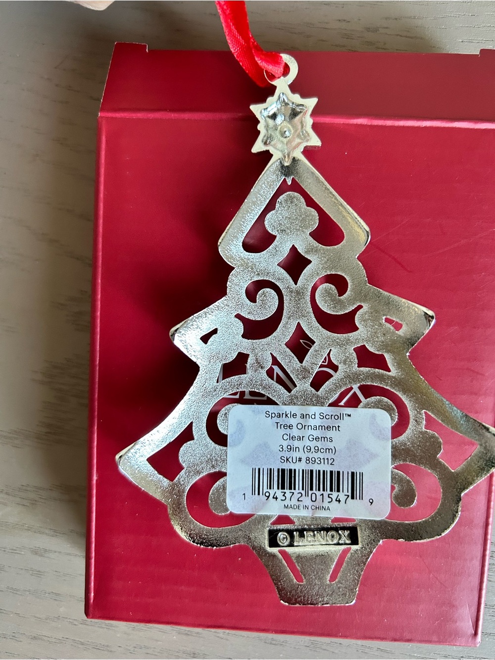 Lenox Sparkle And Scroll Clear Crystal CHRISTMAS TREE 4” Ornament Silverplate - Picture 4 of 5